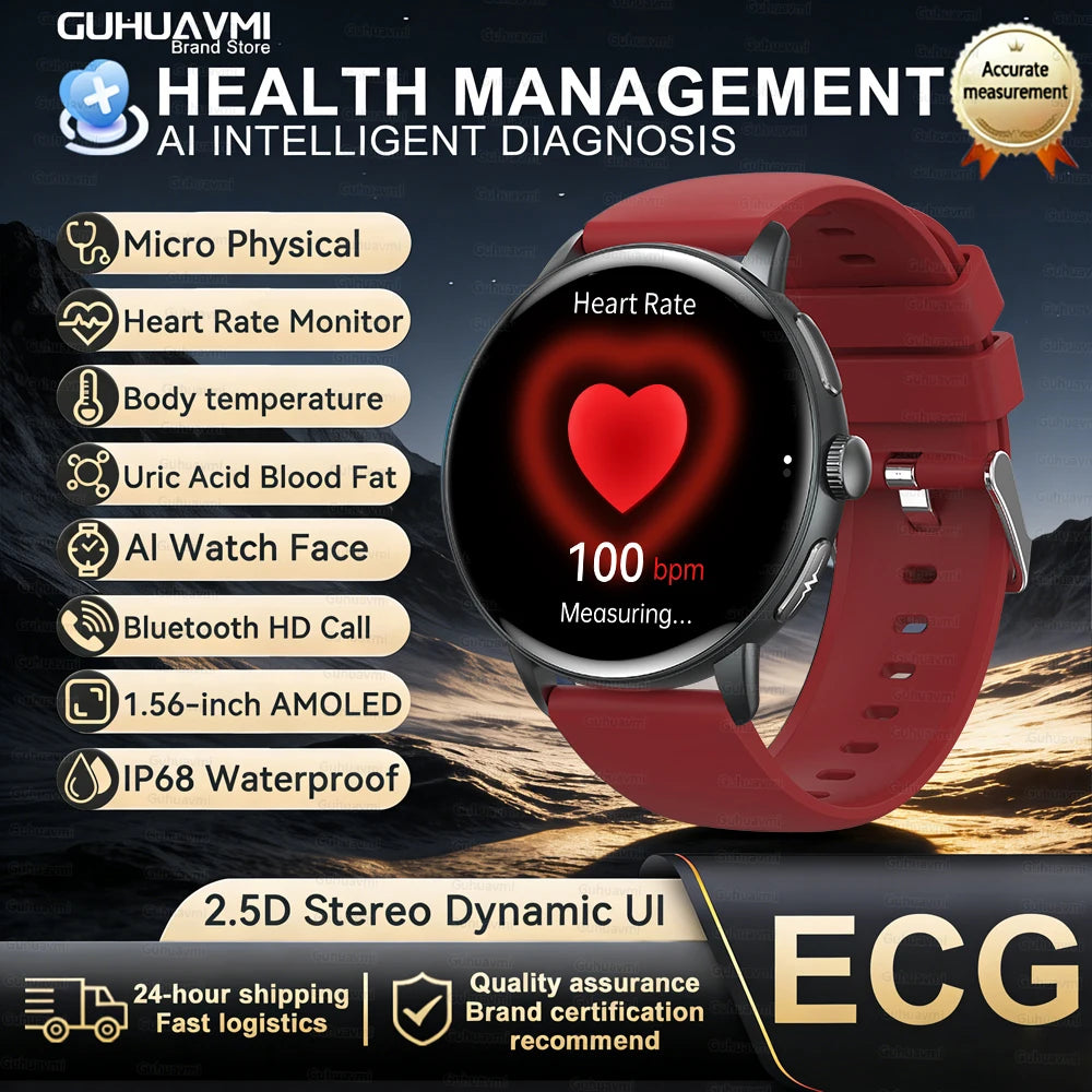 2026 New Body Analysis Health Smart Watch Blood oxygen Pressure Body Fat ECG+PPG Call AI Voice Assistant Smart Watch Men Women