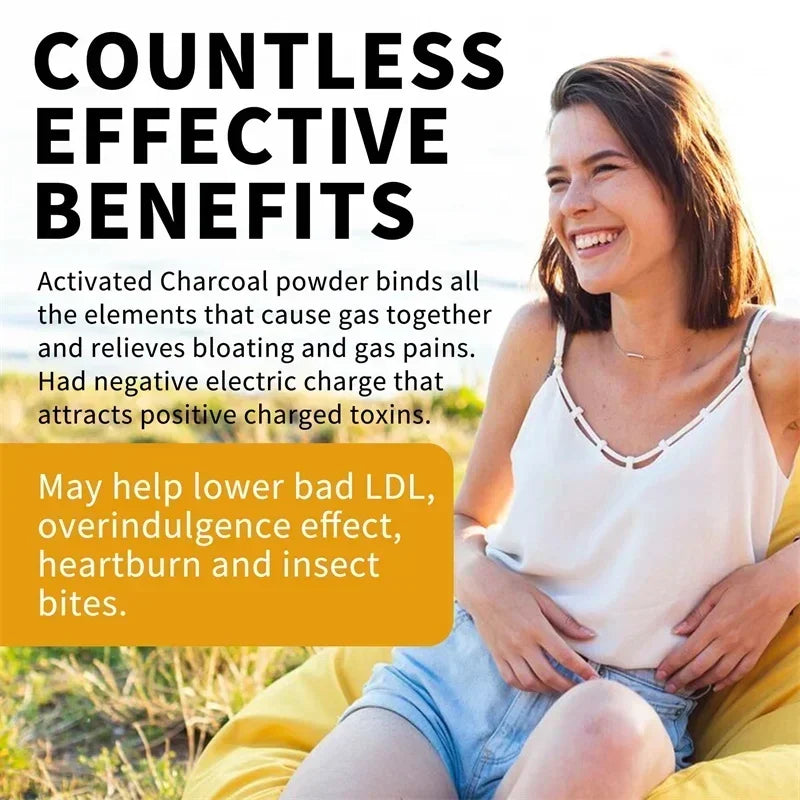 Activated Charcoal Capsules 1200 Mg - Supports Intestinal Health, Digestive Health, Relieves Bloating, and Improves Immunity