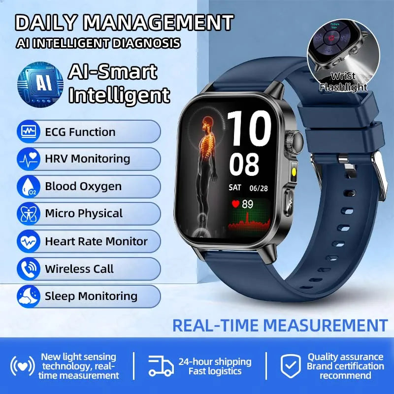 LIGE New ECG+PPG Smart Watch Blood Fat Uric Acid Blood Pressure Body Temperature Bluetooth Call Men Women Health Smartwatch 2026
