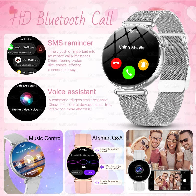 Luxury Diamond Smart Watch For Women 1.32" AMOLED Screen Heart Rate Blood Pressure Health Monitor IP68 Waterproof Sports Watches