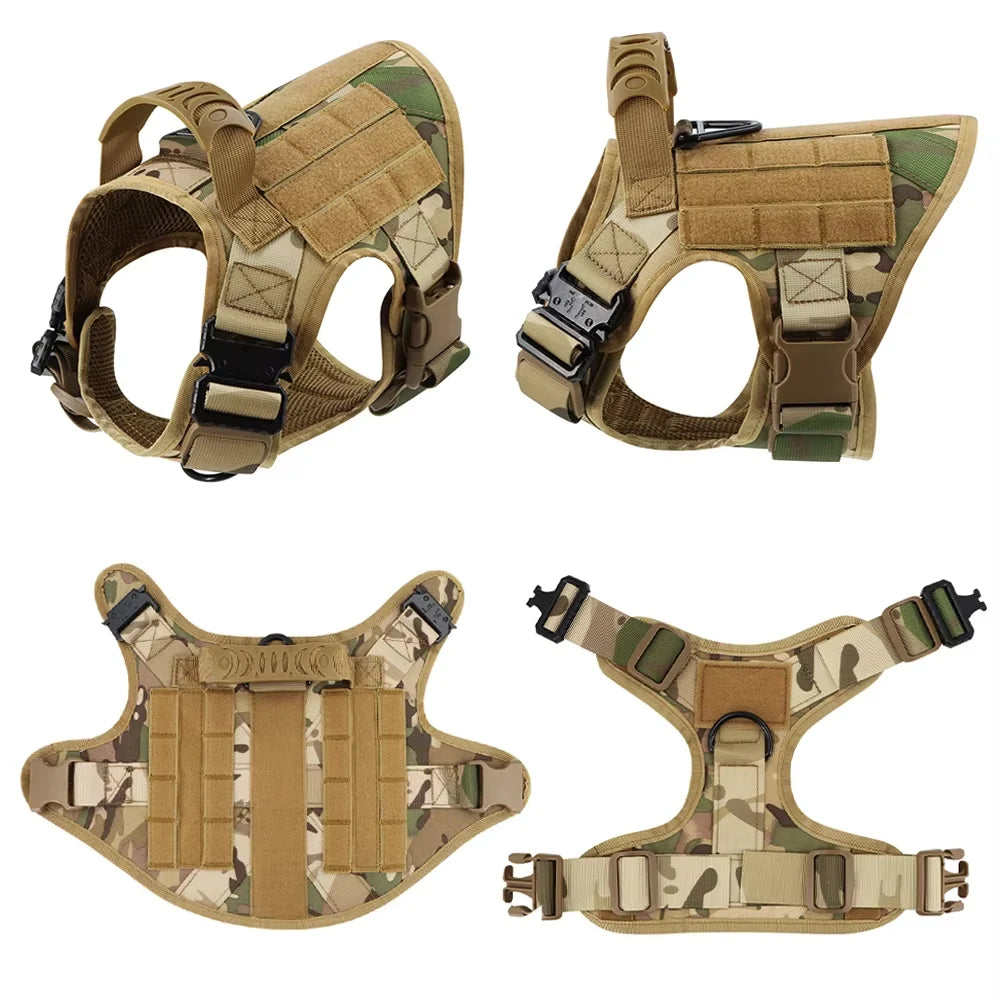 Military Grade Dog Harness Vest With Leash And Patches Set