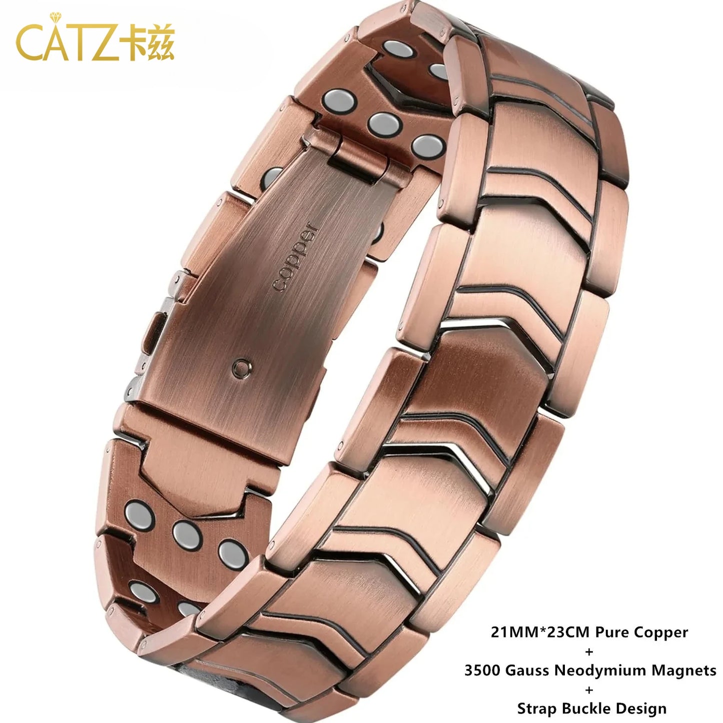 Premium Copper Bracelet for Men  Health with Grid Pattern Design Magnetic Wristband Jewelry Gifts