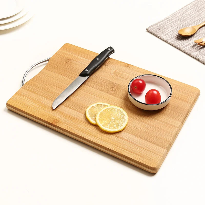 Thick Food Grade Bamboo Cutting Board with Handle, Health Classification Fruit Vegetable Chopping Block for Kitchen Cooking