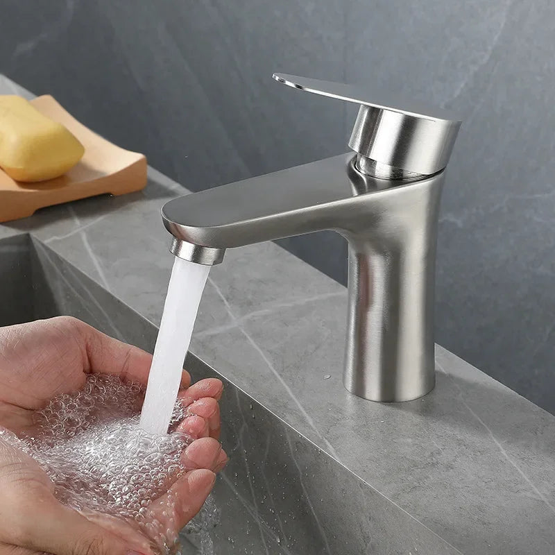 304 stainless steel hot and cold faucet, small waist shape lead-free health faucet, bathroom basin faucet