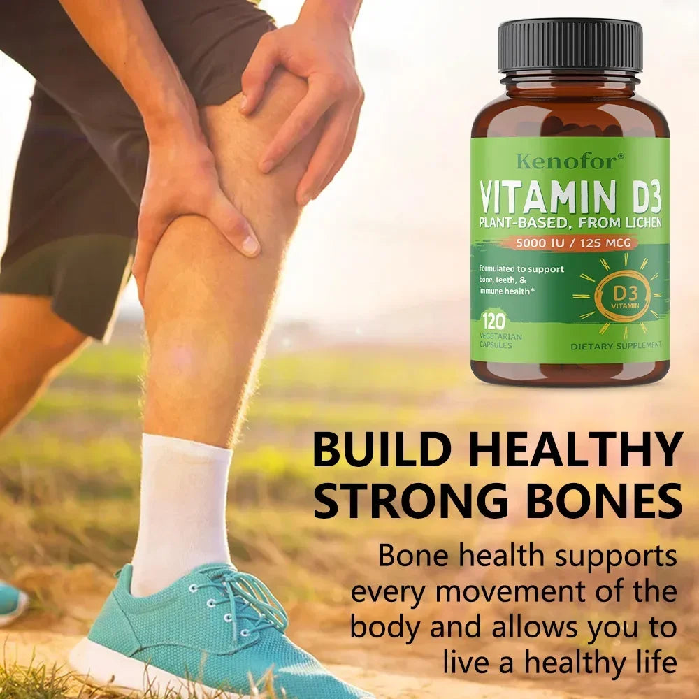 High-concentration Capsules with 5000 IU of Vitamin D3 To Boost Immunity, Bone and Heart Health, Strengthen Bones, Non-GMO