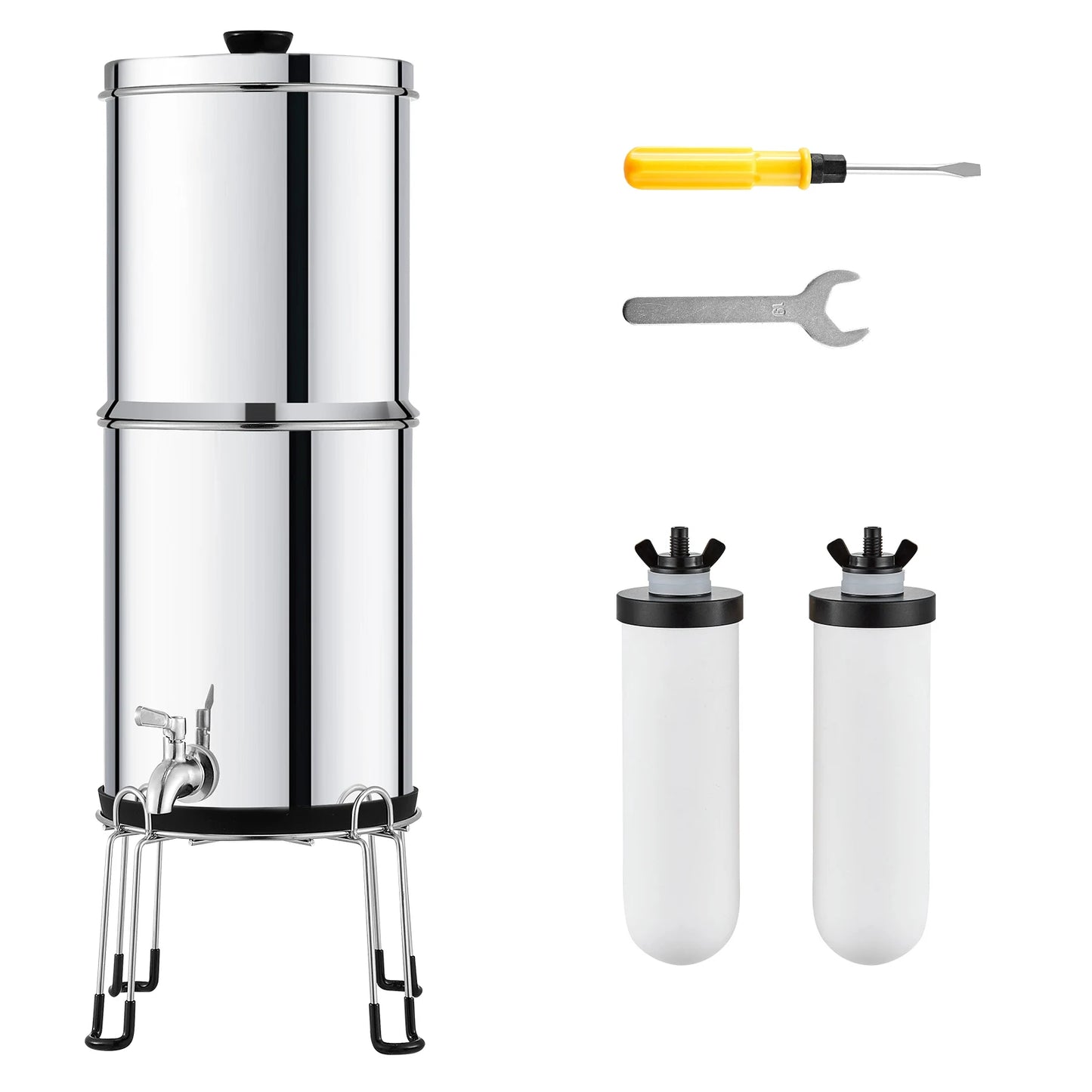 Gravity Fed Water Filter System 304 Stainless Steel Countertop