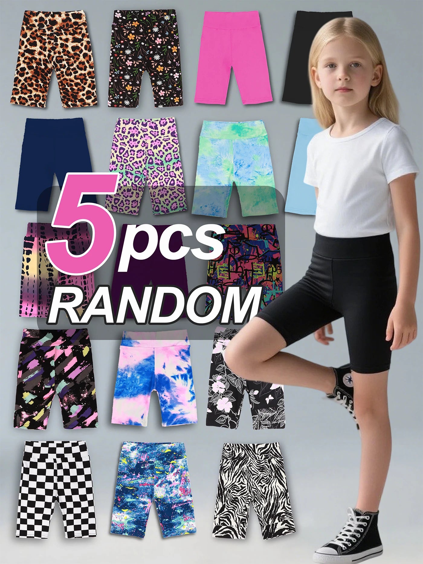 Girls Yoga Band Soft Stretch Bermuda Shorts High Waist Leggings