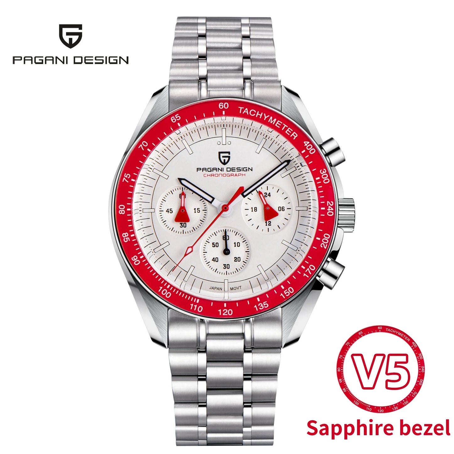 PAGANI DESIGN Luxury Quartz Chronograph Watch With Auto Date Sapphire