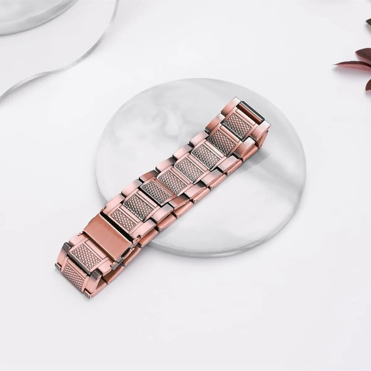 Premium Copper Bracelet for Men  Health with Grid Pattern Design Magnetic Wristband Jewelry Gifts
