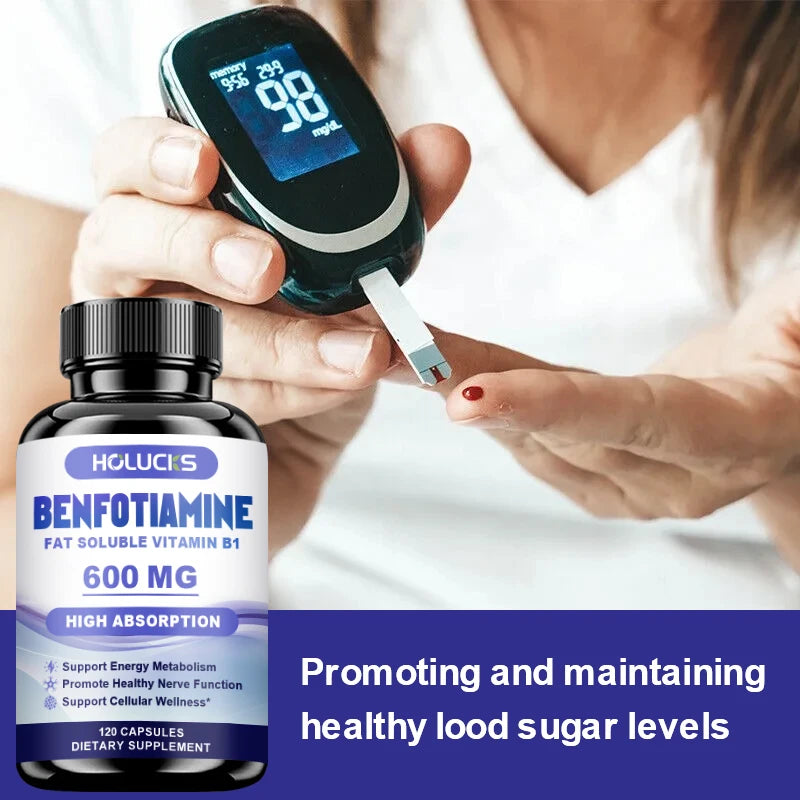 Benfotiamine Capsules, Help Maintain Healthy Glucose Metabolism, Support Nerve Health, Cellular Protection, Antioxidant Defense