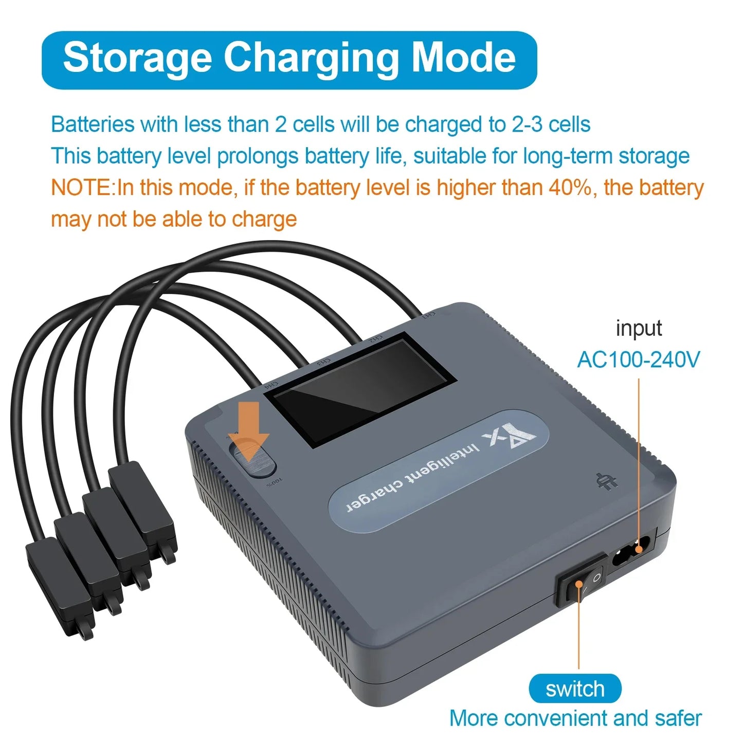 6-in-1 Digital Display Battery Charger for DJI Mavic Air 2/2S Drone Battery Charging Hub, Fast Smart Battery Charger with USB