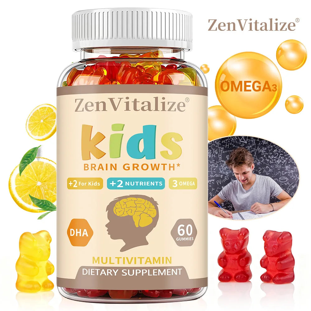 Kids Brain Development Gummies - with Omega 3, DHA, Promotes Children's Brain Health, Memory & Immune