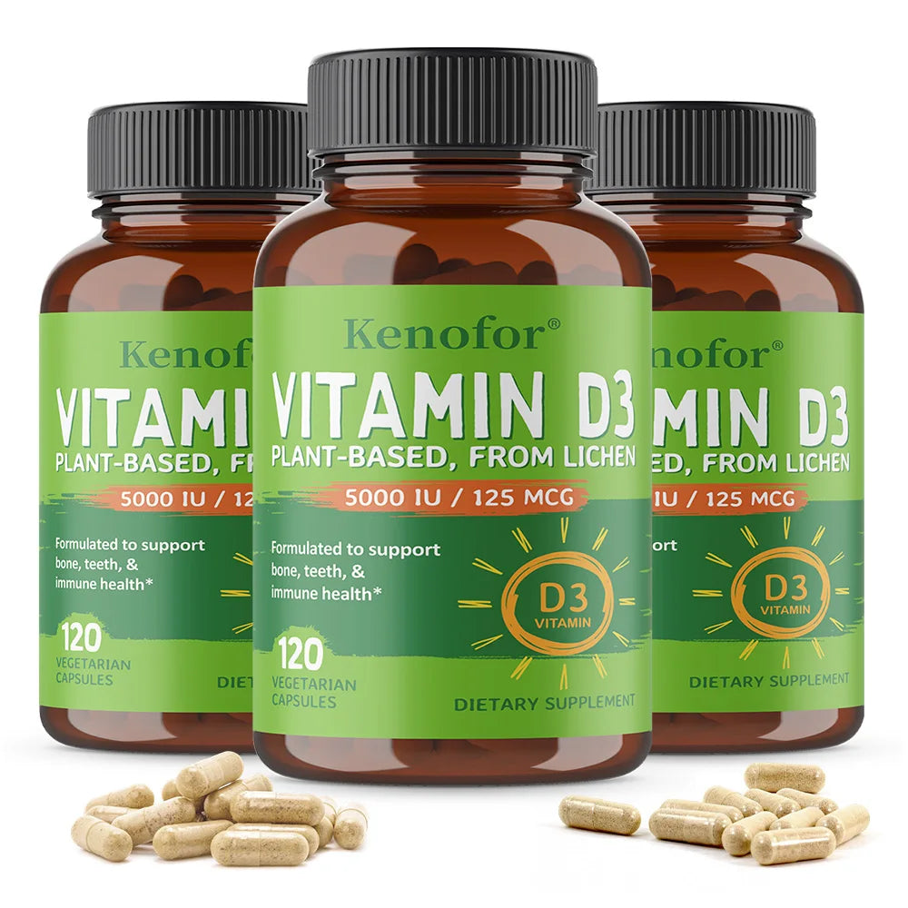 High-concentration Capsules with 5000 IU of Vitamin D3 To Boost Immunity, Bone and Heart Health, Strengthen Bones, Non-GMO