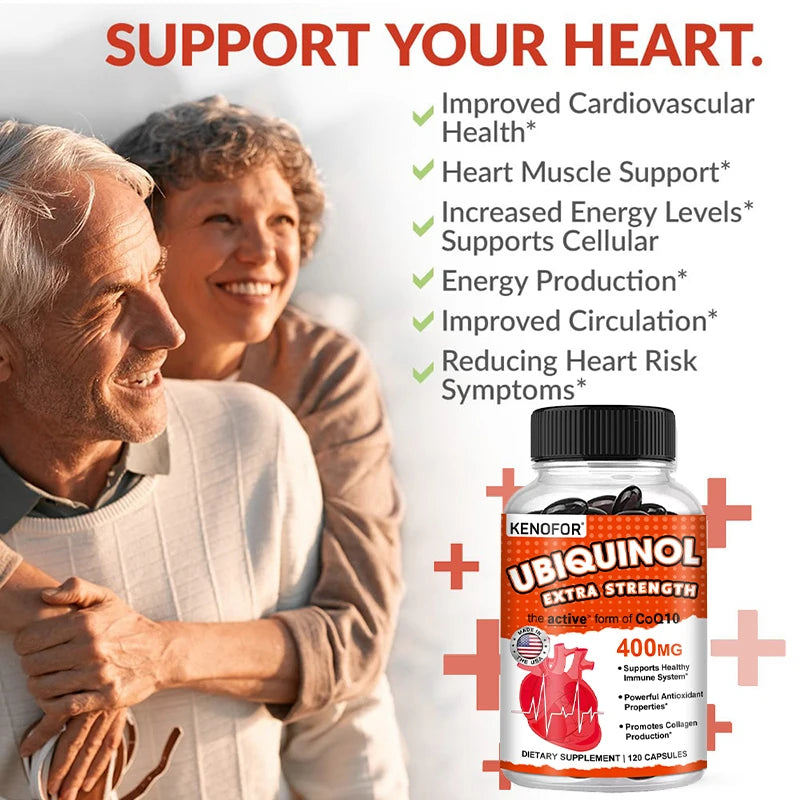 Coenzyme Q10 Supplement Capsules 400mg, Ultra High Absorption CoQ10, Antioxidant Support for Brain, Heart, & Energy Health