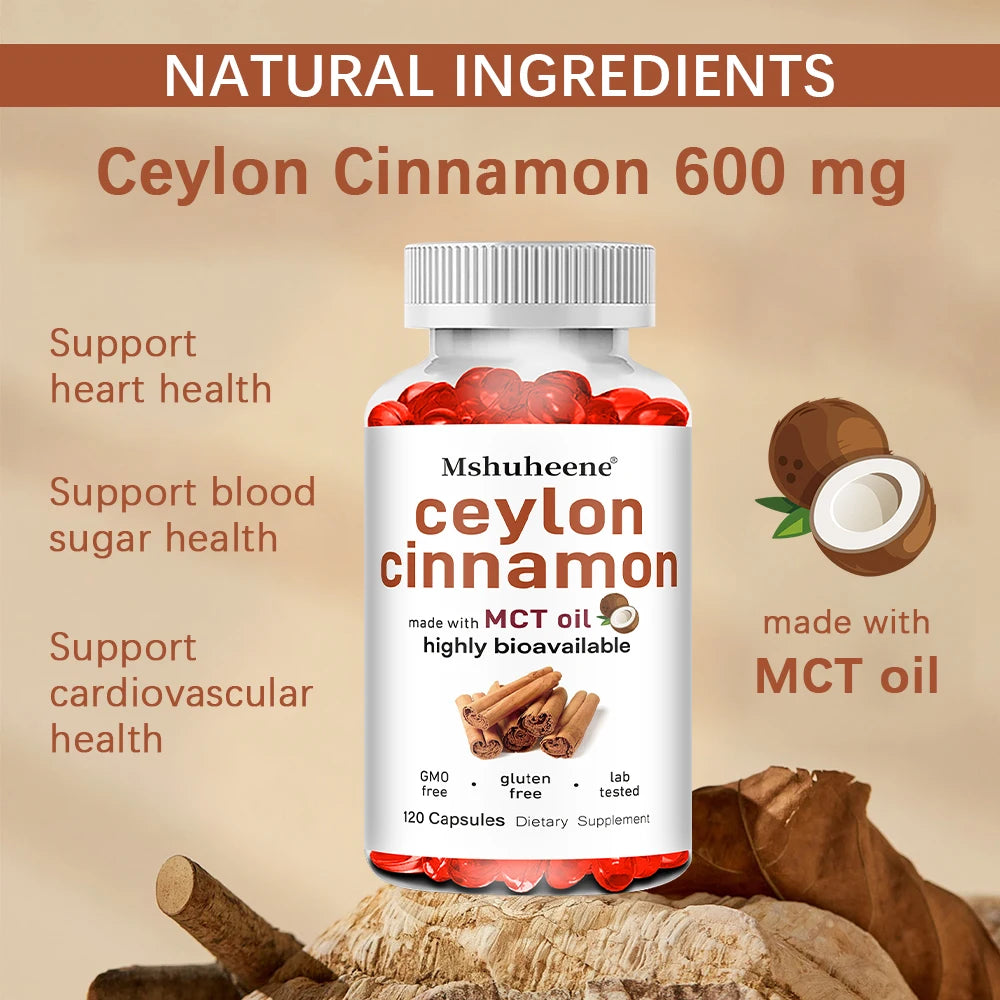 Organic Ceylon Cinnamon Capsules 600mg High Potency, Supports Antioxidant, Immune, Energy, Heart, Joint, Bone & Digestive Health