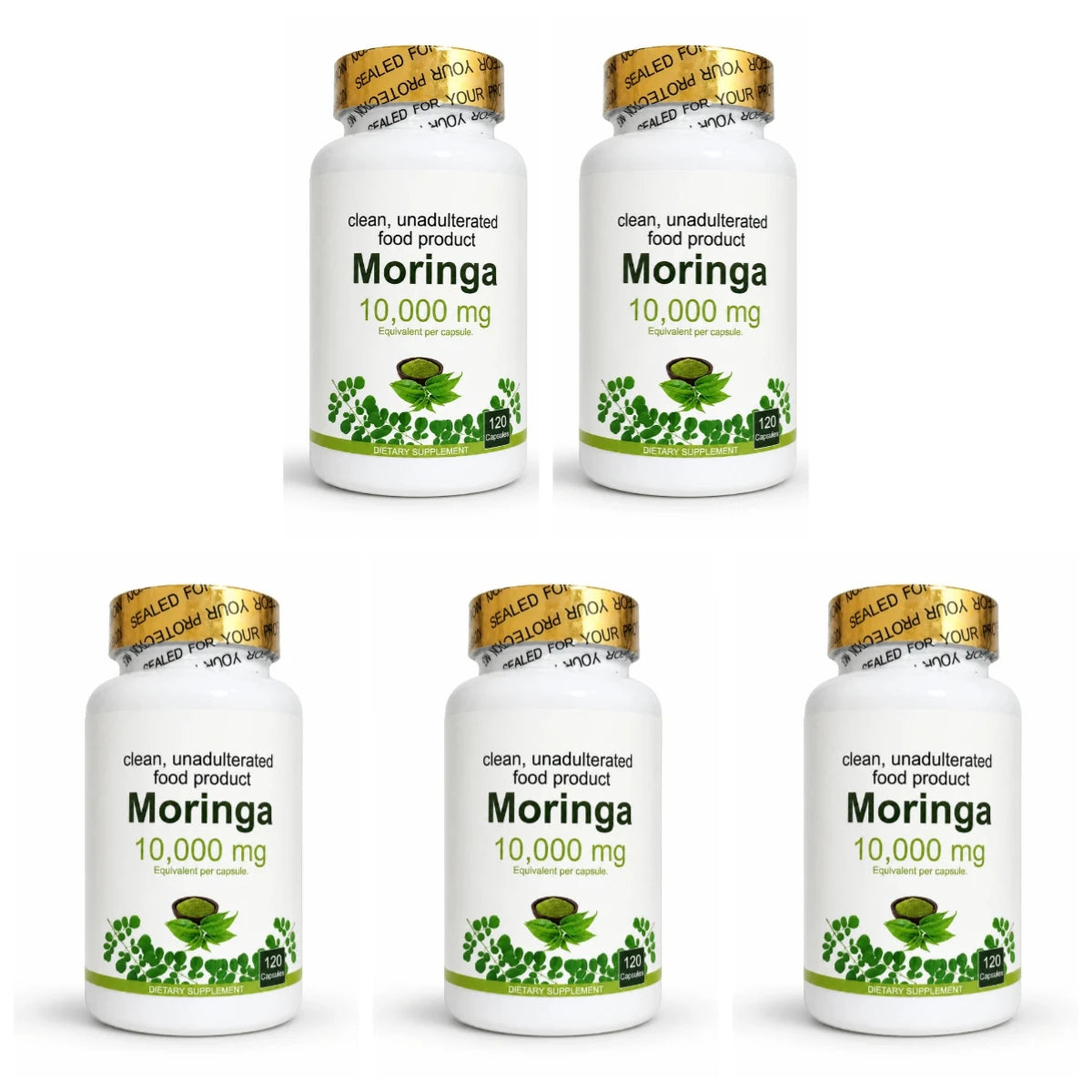Moringa Capsules120 Count High Potency Moringa Leaf Extract Supplement Supports Energy Vitality Antioxidant & Immune Health