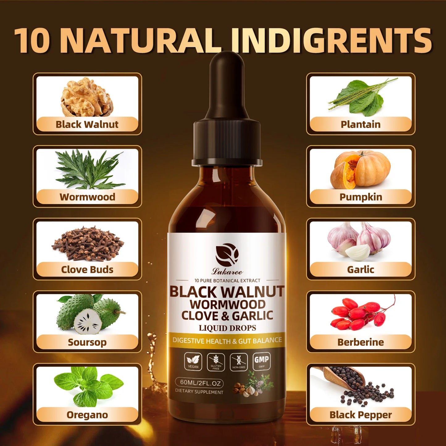 Lukaree Black Walnut Drop for Digestive and Immune Support