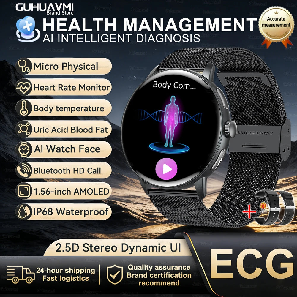2026 New Body Analysis Health Smart Watch Blood oxygen Pressure Body Fat ECG+PPG Call AI Voice Assistant Smart Watch Men Women