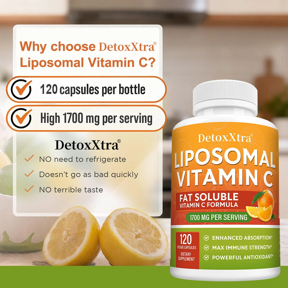 Liposomal Vitamin C 1700mg, High Absorption, Powerful Antioxidant, Supports Collagen Production, Immune & Skin Health