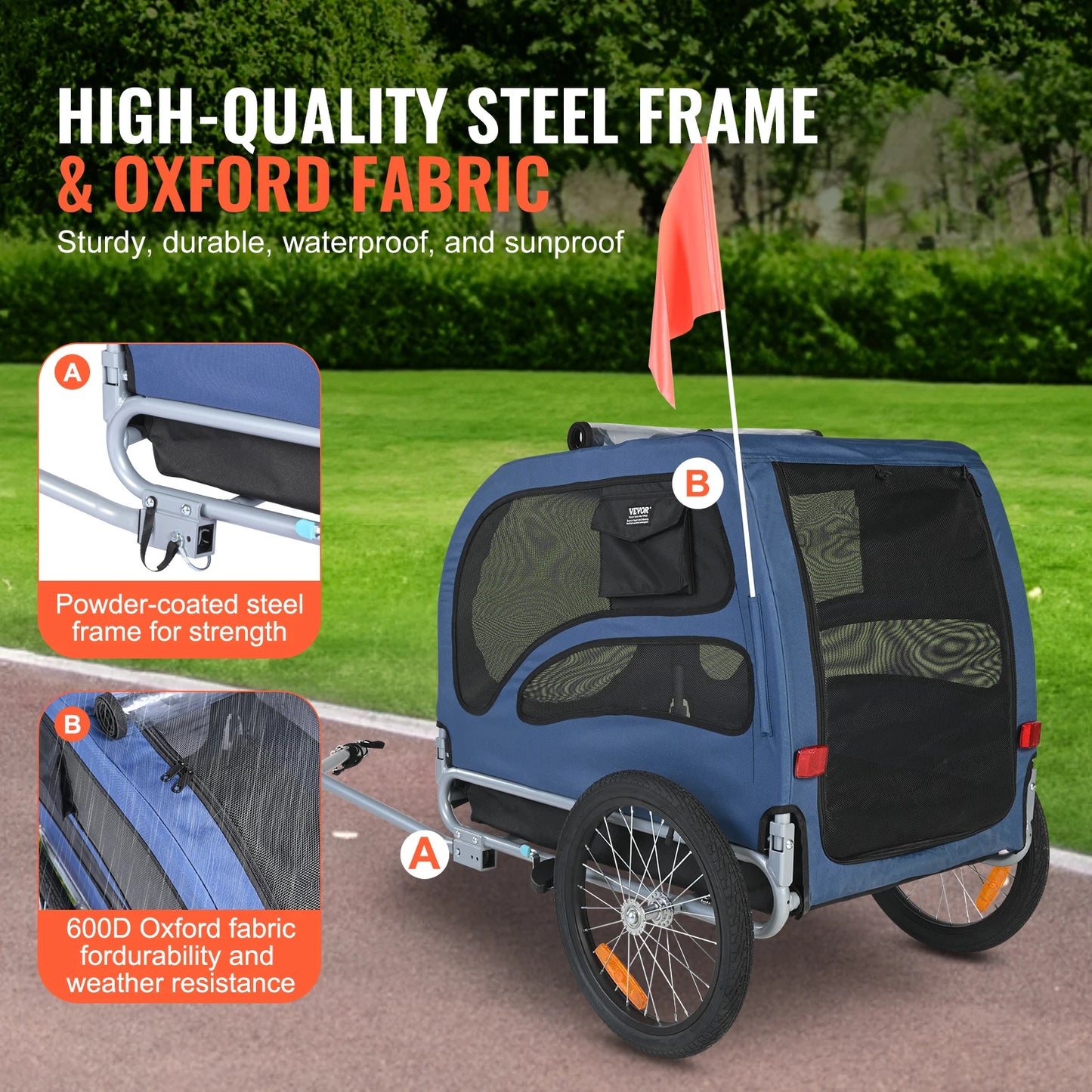 Pet Cart Bicycle Carrier Dog Bike Trailer With Reflectors Collapsible