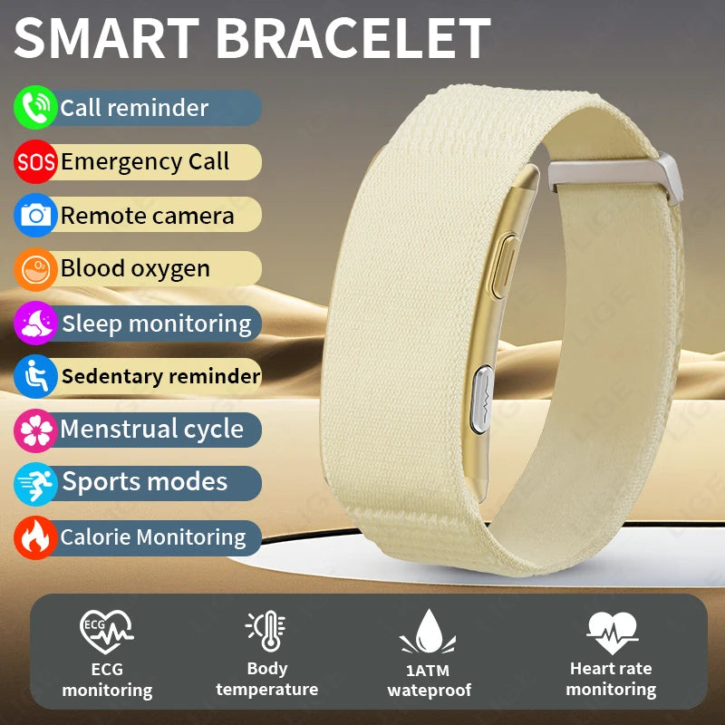 LIGE New ECG+PPG Health Smart Bracelet Uric Acid Blood Lipid Blood Oxygen Pressure Body Temperature Men Women Sports Smartwatch