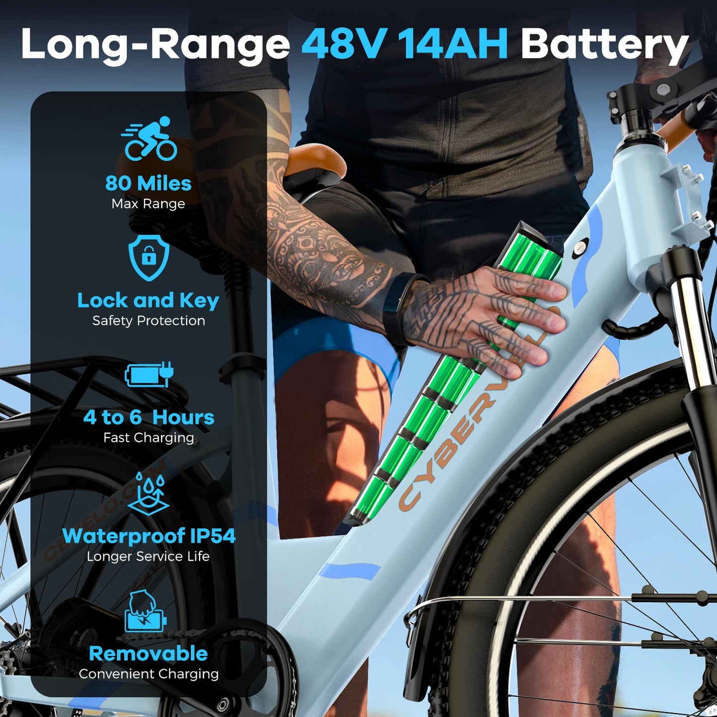 CYBERVELO EK2 1000W Electric Bike With Removable Battery