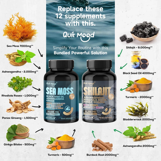 Quit Mood Shilajit Panax Ginseng Ashwagandha Rhodiola Turmeric Capsule