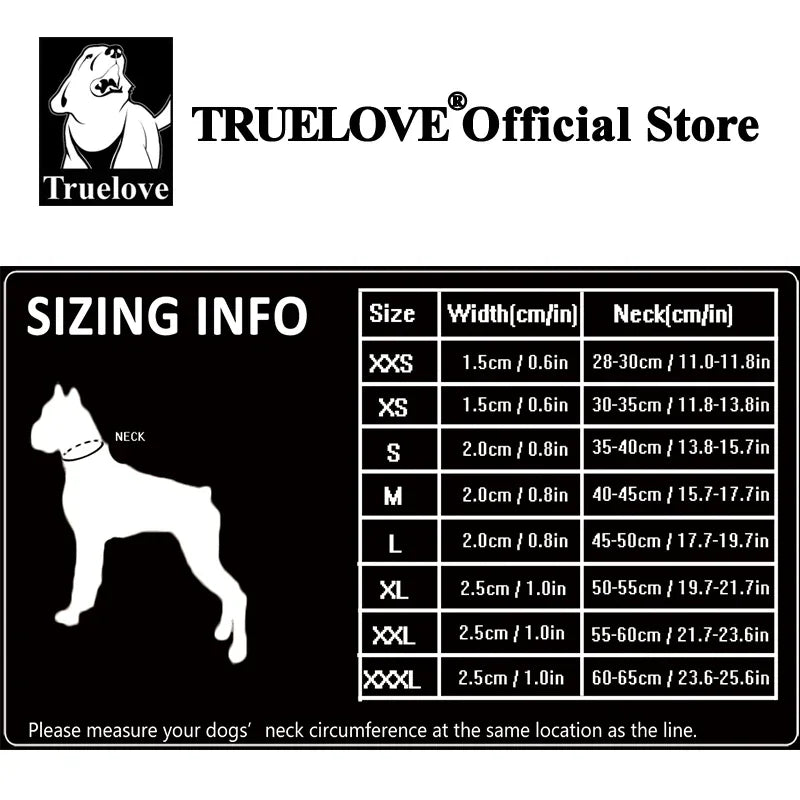 TrueLove Nylon Pet Collar Adjustable Padded Reflective Heavy Duty Training