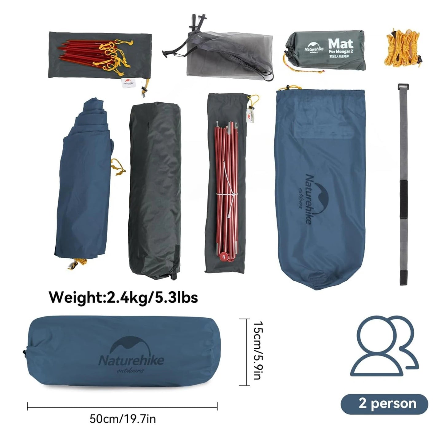 Naturehike Mongar Ultralight 2 Person Waterproof Tent For Camping