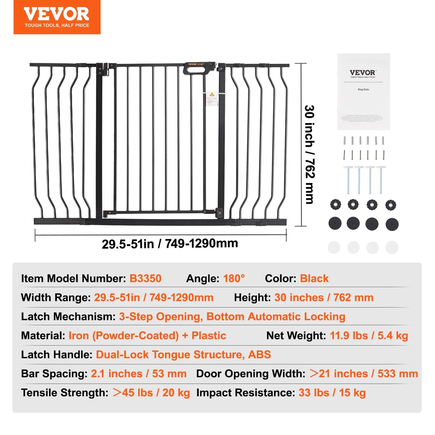 SucceBuy Baby Gate Walk-Through Pressure Mount for Pets and Kids