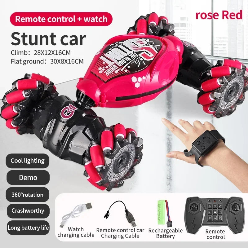 4WD 1:16 Stunt RC Car with LED Light GestureInfrared Induction Twist Climbing Radio Controlled Car Childrens Day Toy for Boy