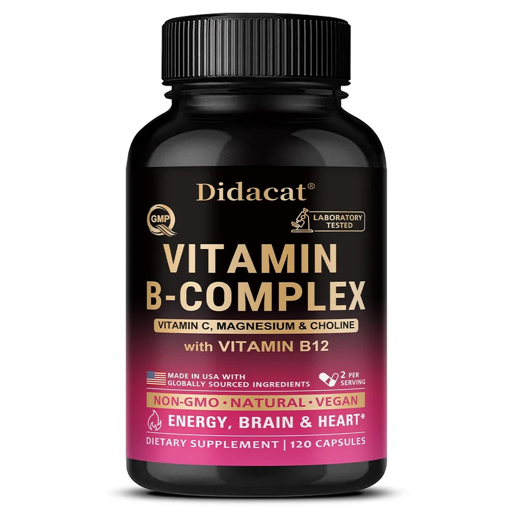 Vitamin B Complex with Vitamin C, Choline & Inositol, Support Energy Metabolism, Nerve Health, Cardio Wellness & Immune Defense