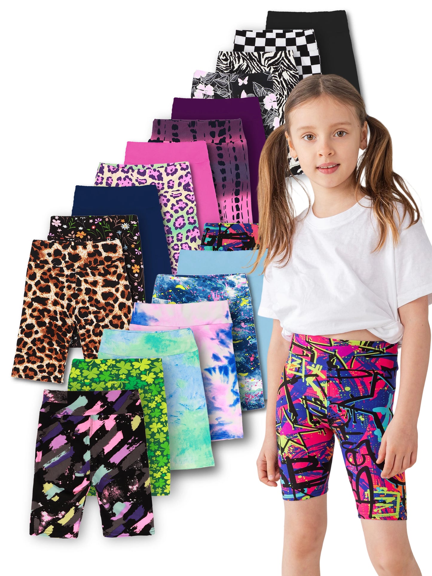 Girls Yoga Band Soft Stretch Bermuda Shorts High Waist Leggings
