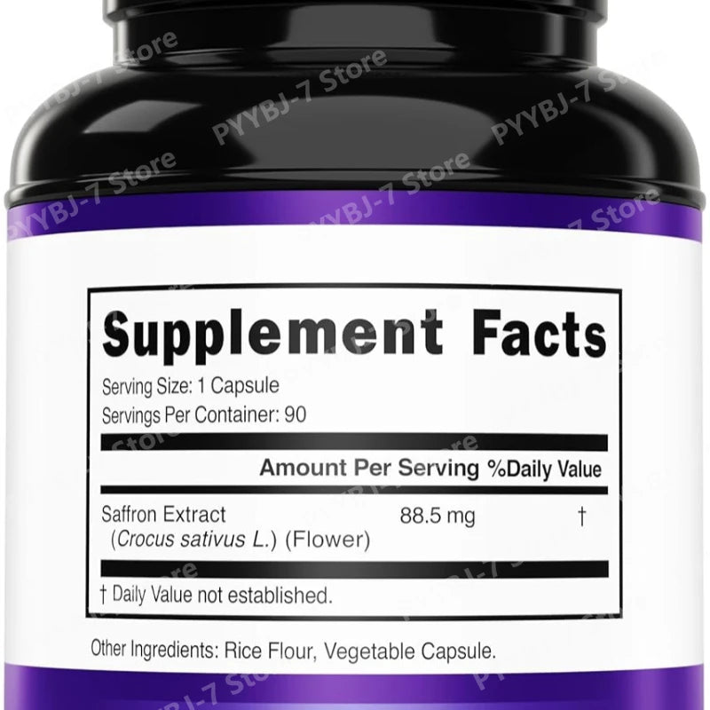 Saffron Extract Capsules 90 Count for Mood Energy and Eye Health Support Vegan Non GMO Gluten Free Dietary Supplement