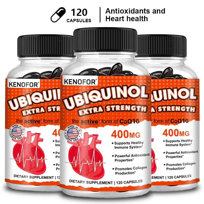 Coenzyme Q10 Supplement Capsules 400mg, Ultra High Absorption CoQ10, Antioxidant Support for Brain, Heart, & Energy Health