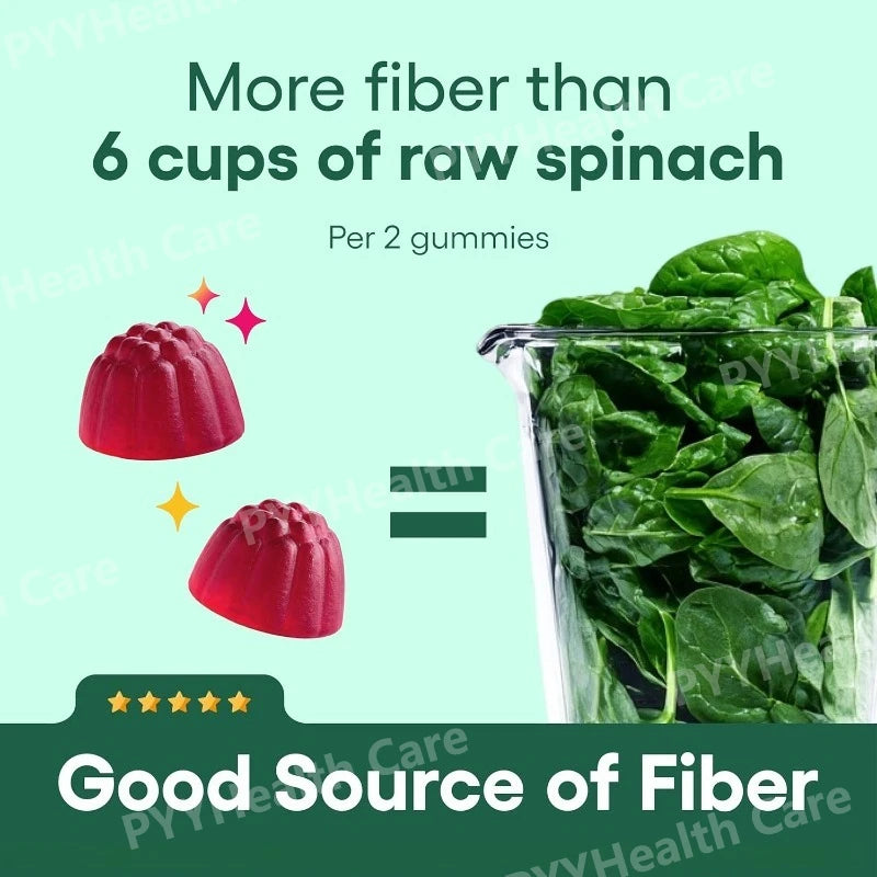 Fiber Gummies for Digestive Health and Regularity - Raspberry Lemon Flavor  Natural Chicory Root Prebiotic Fiber - Daily Gummy