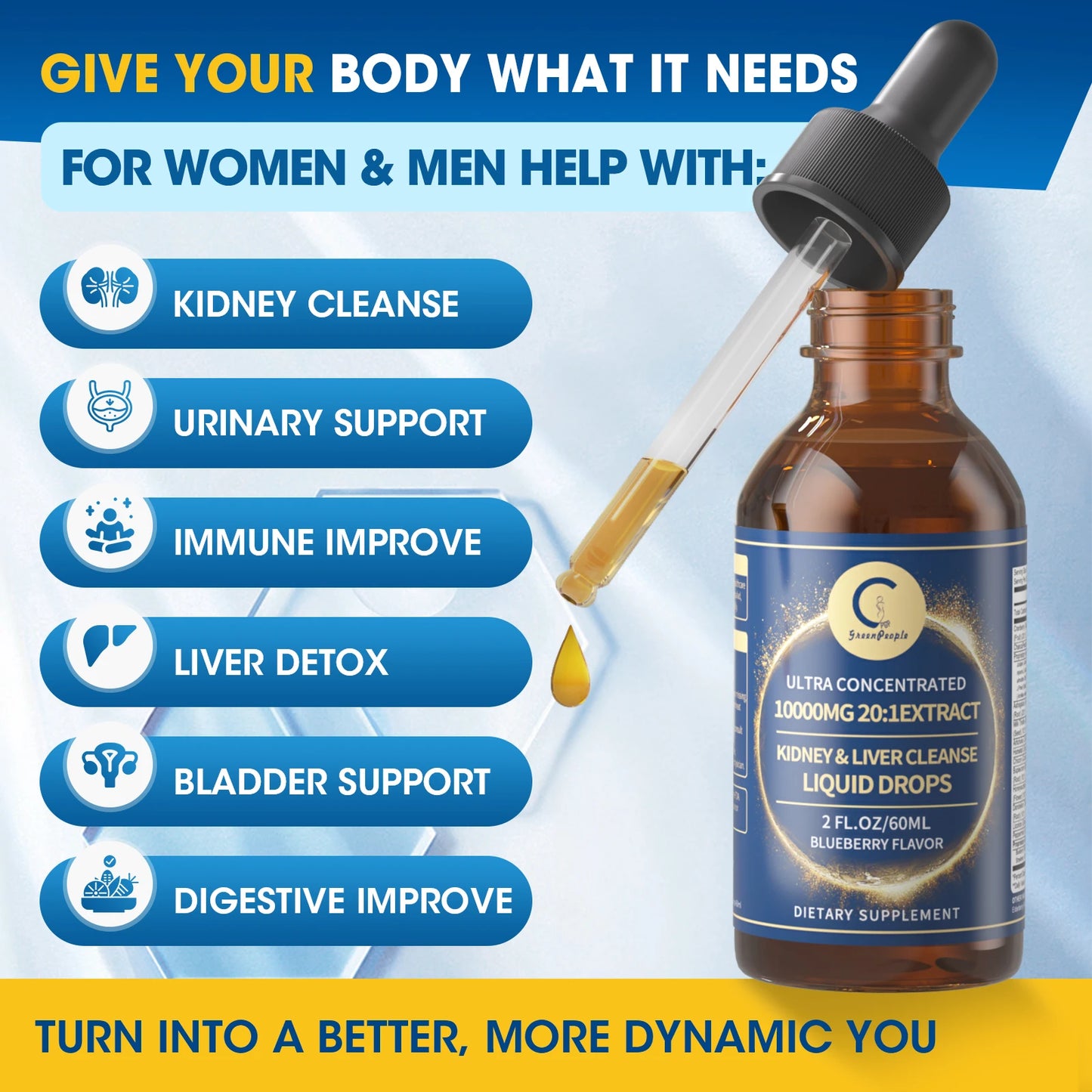 GP Greenpeople Kidney & Liver Cleanse Liquid Drop Milk Thistle & Artichoke Support Prostate and Bladder Health Liver Detox