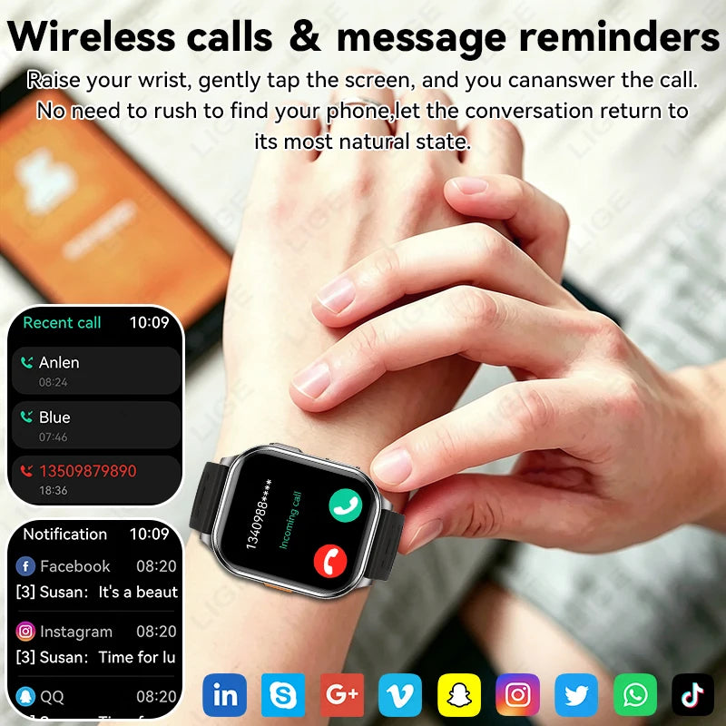 LIGE 2026 New Smart Watch Men Women Camera Take Photos Record Video Health Monitor Sport Fitness 670mAh 2.01" BT Call Smartwatch