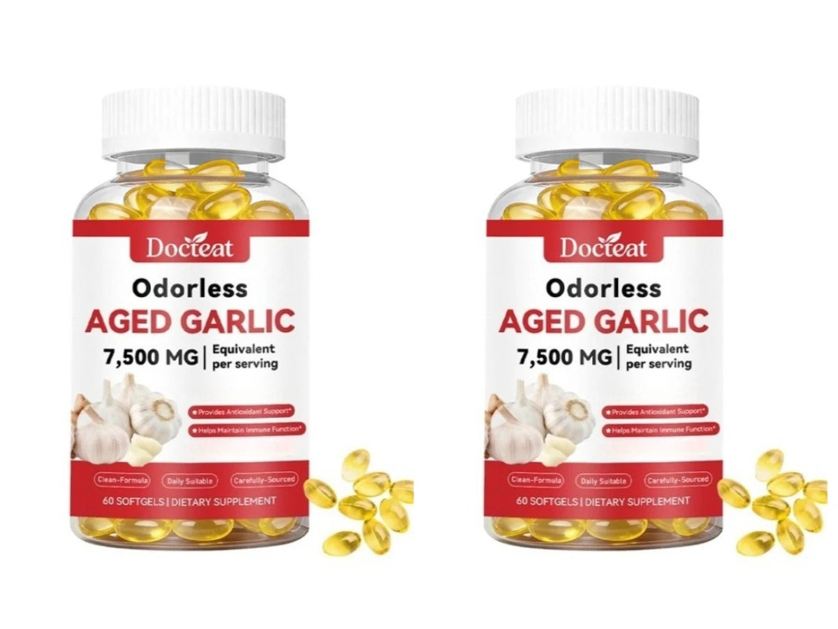 Odorless Aged Garlic Extract 7500mg 60 Softgels, Ajo Envejecido Supplement, Antioxidant & Immune Support, Daily Garlic Softgels
