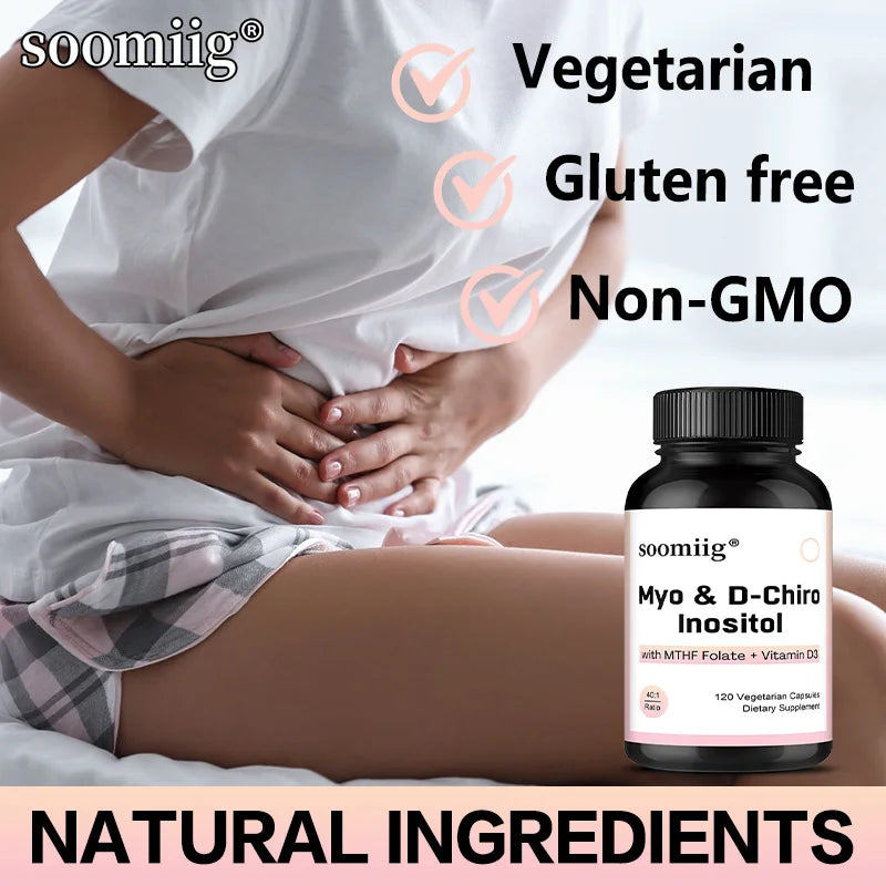 Myo-Inositol + D-Chiro-Inositol Organic Spearmint Capsules, Women's Health Support, Help Maintain Mood Balance, Immune System