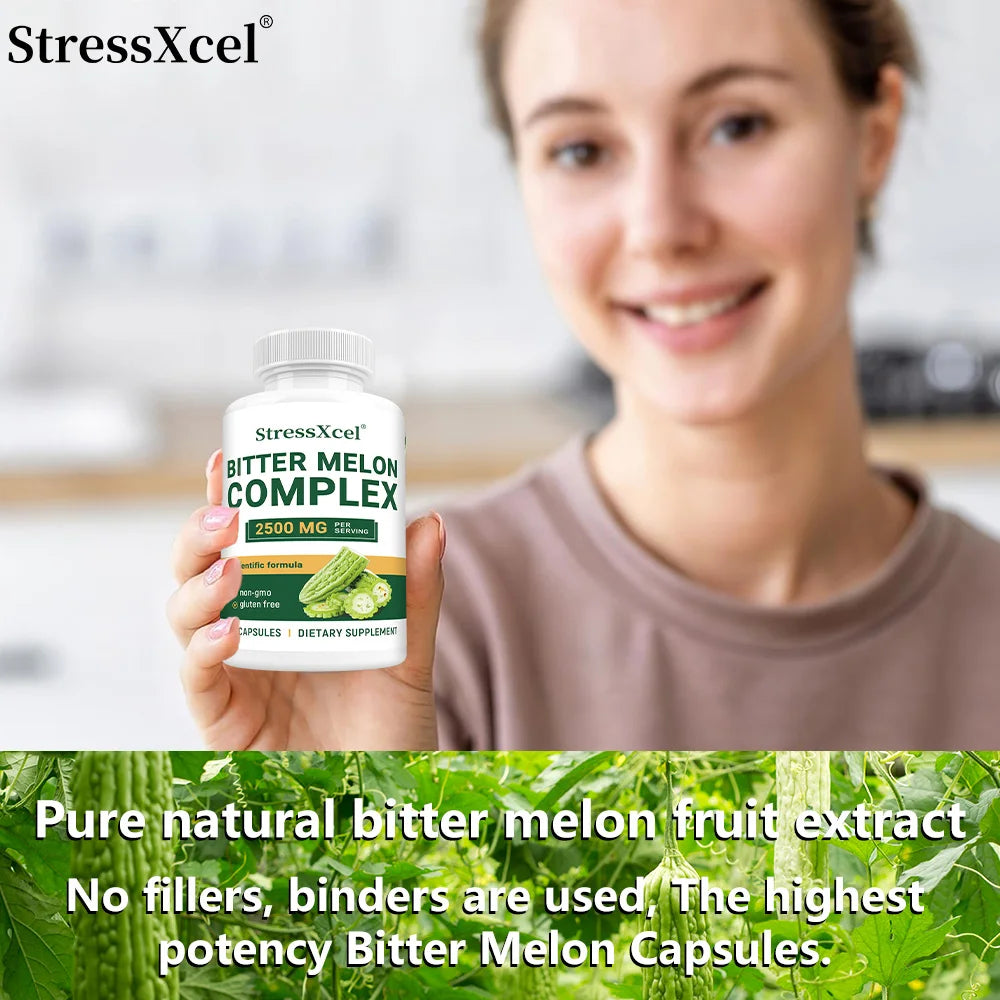 Bitter Melon Extract 2500mg Capsules, Supports Blood Sugar Balance, Metabolism, Digestion, Metabolism, Skin Health & Detox