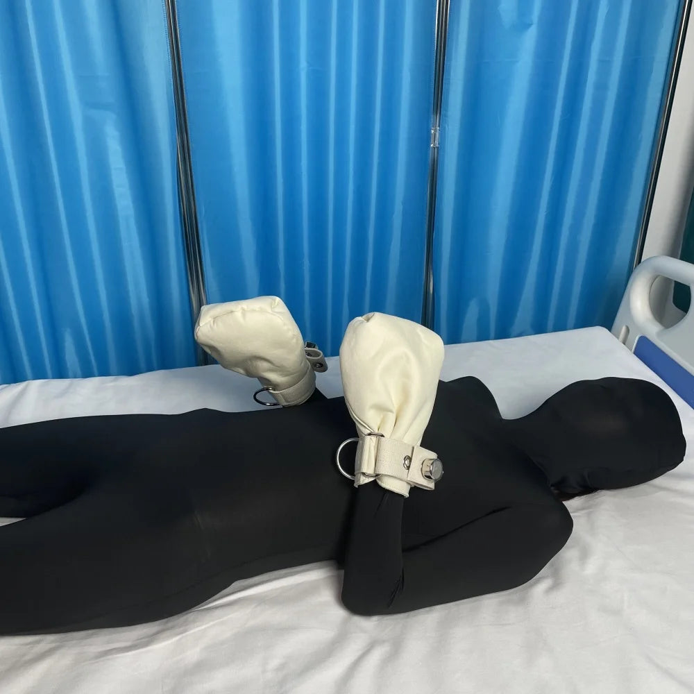 Medical Restraint Gloves Cruled Fist Anti-extubation Anti-self-harm Protective Mitts Patient Hand Restraint Gloves for Hospital