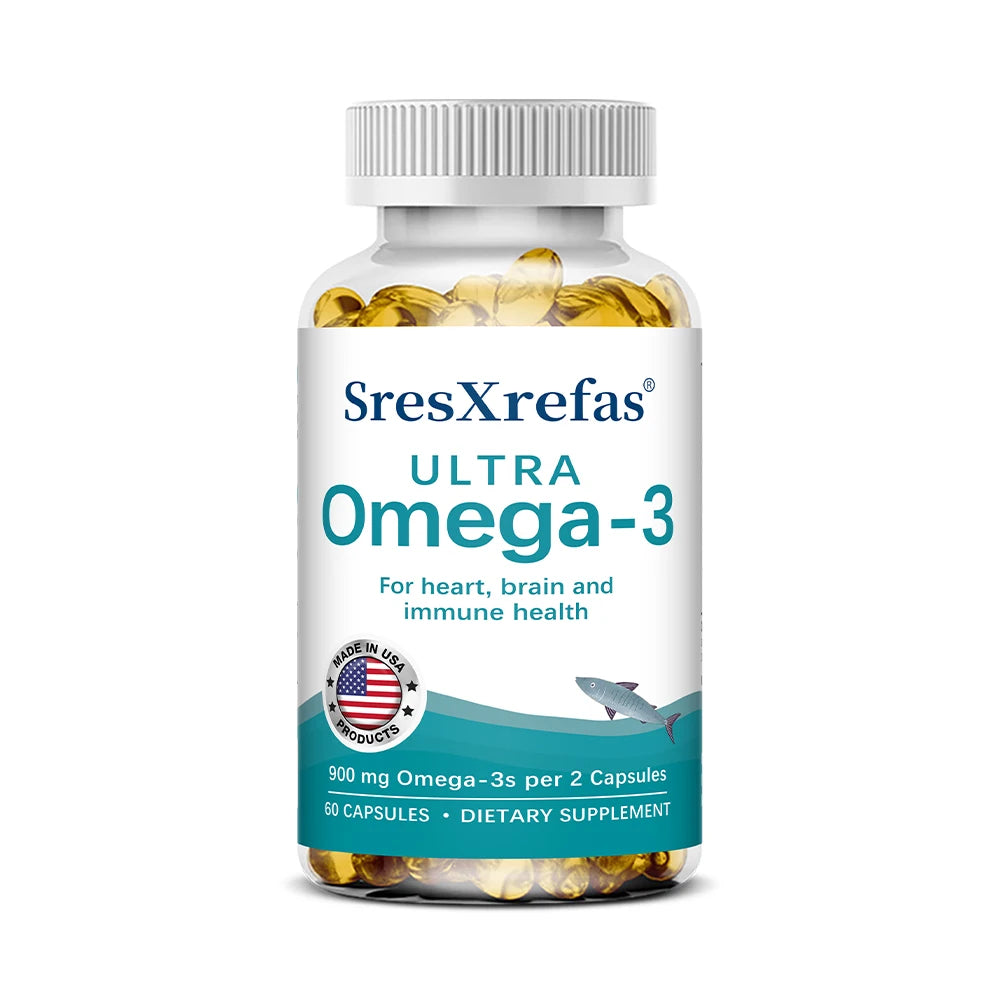 Omega 3 Fish Oil with EPA & DHA, High Absorption Fatty Acids, Heart & Brain Health, Vision, Skin Hair & Nervous System Care