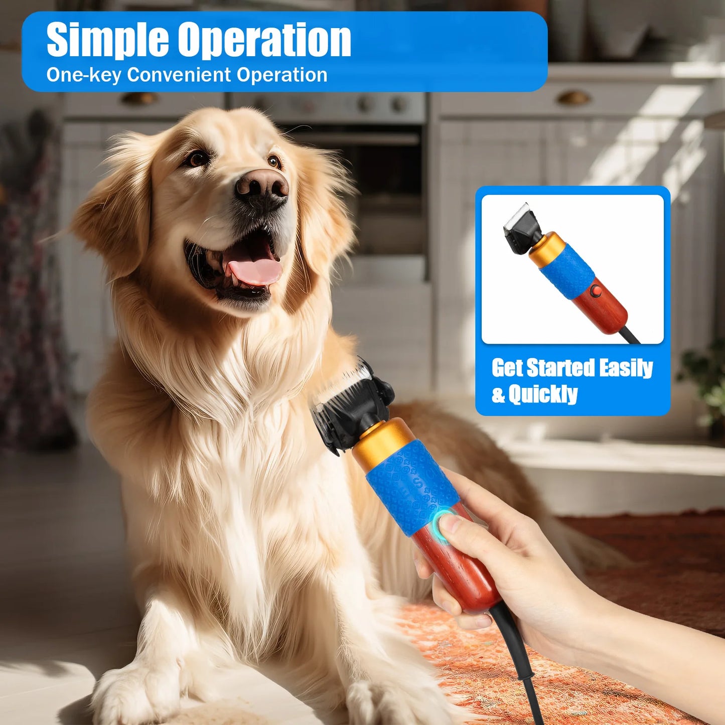 36W Electric Pet Shearing Machine With Mahogany Handle For Rabbits