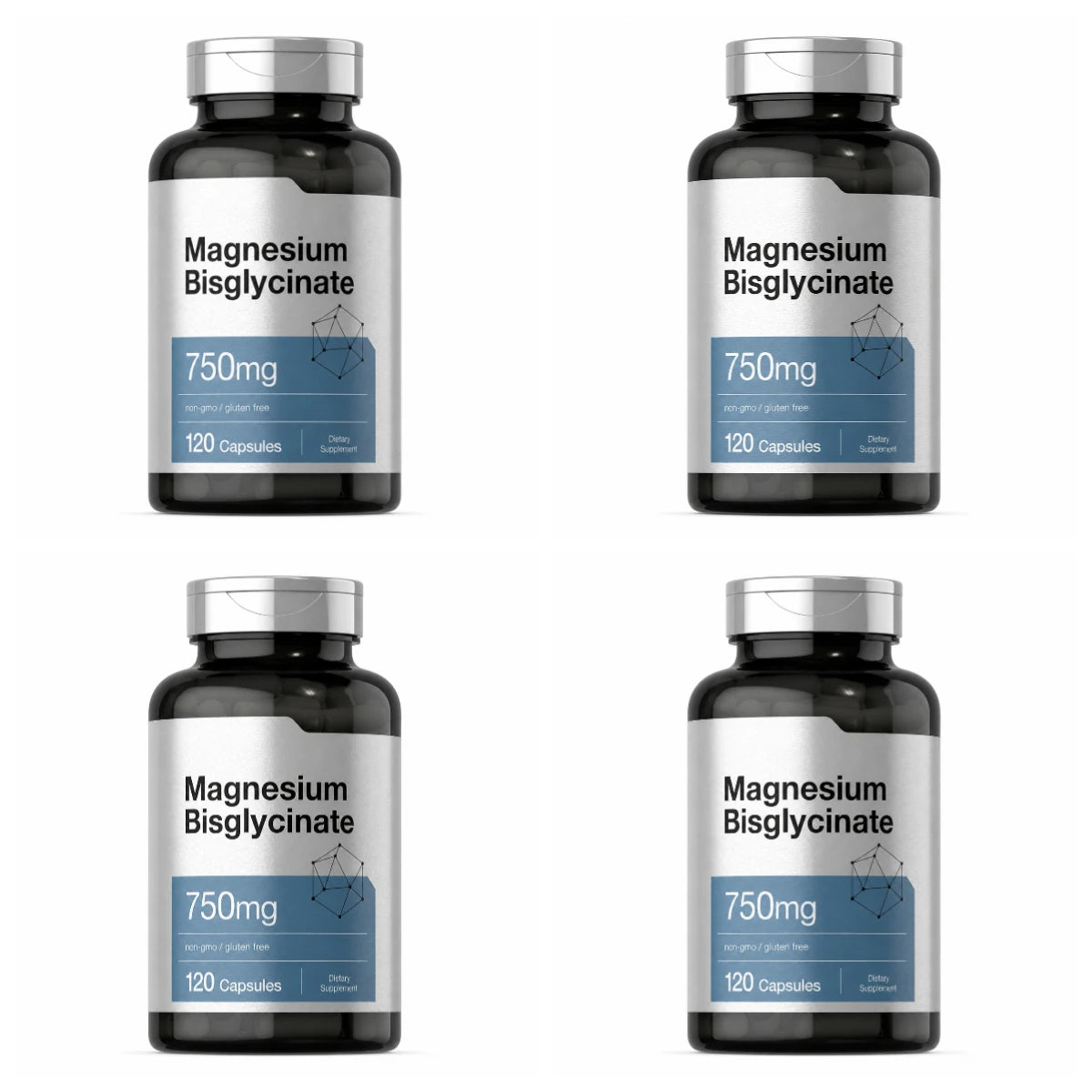 Magnesium Bisglycinate 750mg Capsules Supports Relaxation Muscle Comfort Bone Health 120 Capsules Non GMO Gluten Free