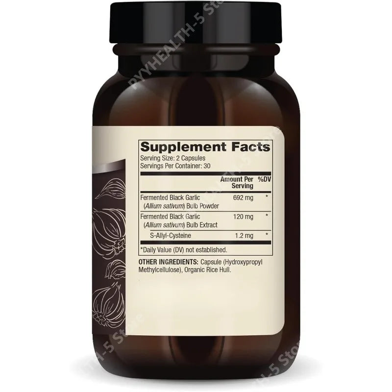 Fermented Black Garlic - Antioxidant Supplement - for Immune, Cellular & Heart Health Support - Includes S-Allyl-Cysteine