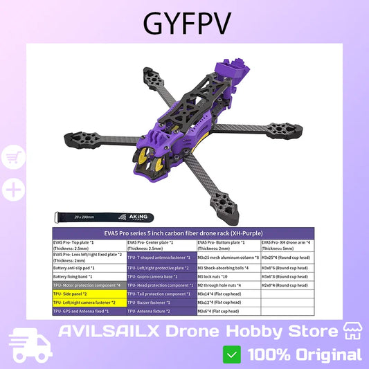 GYFPV 5 Inch DC/XH FPV Drone Frame, Freestyle Racing Quadcopter Support DJI O4 Pro Digital & Analog FPV System