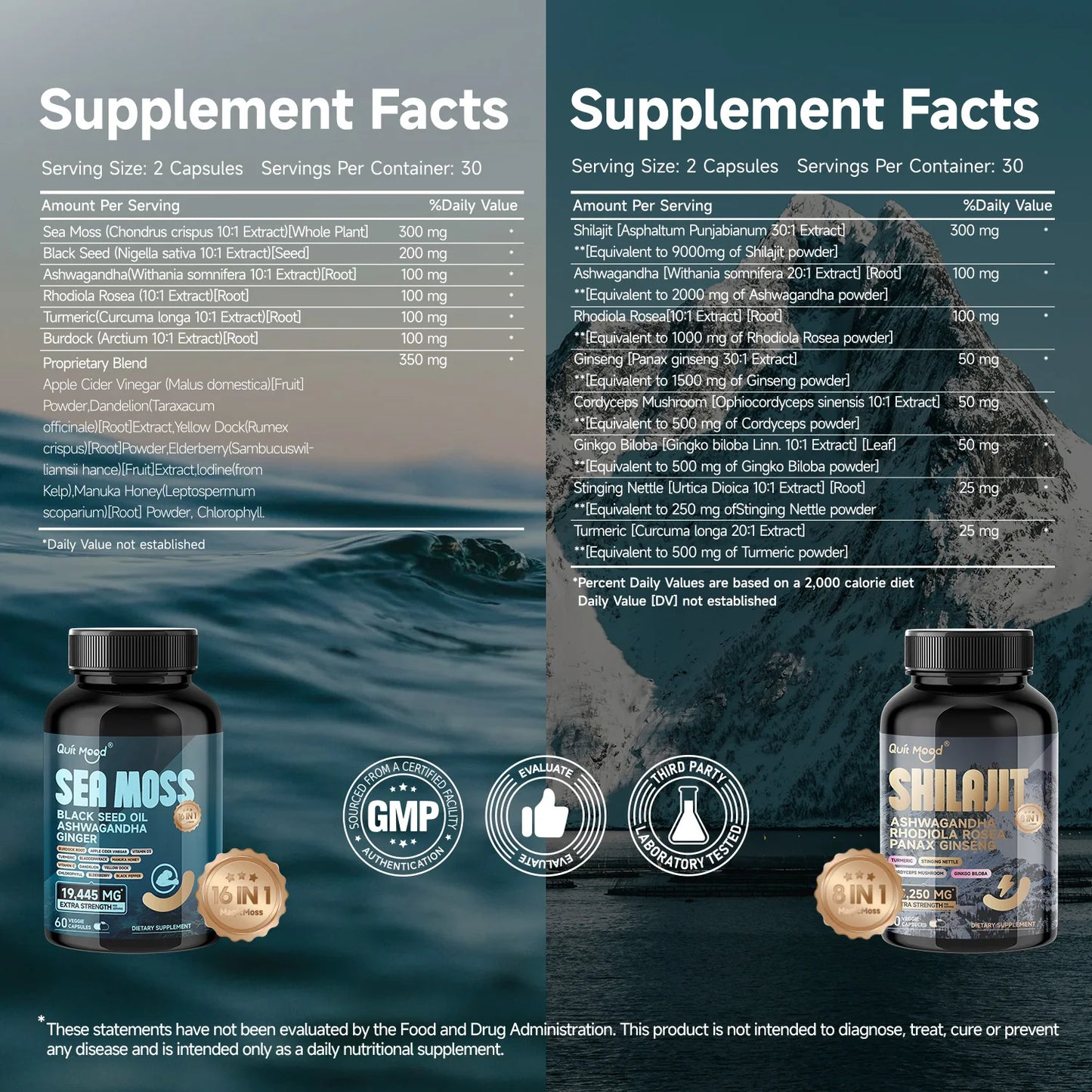 Quit Mood Shilajit Panax Ginseng Ashwagandha Rhodiola Turmeric Capsule