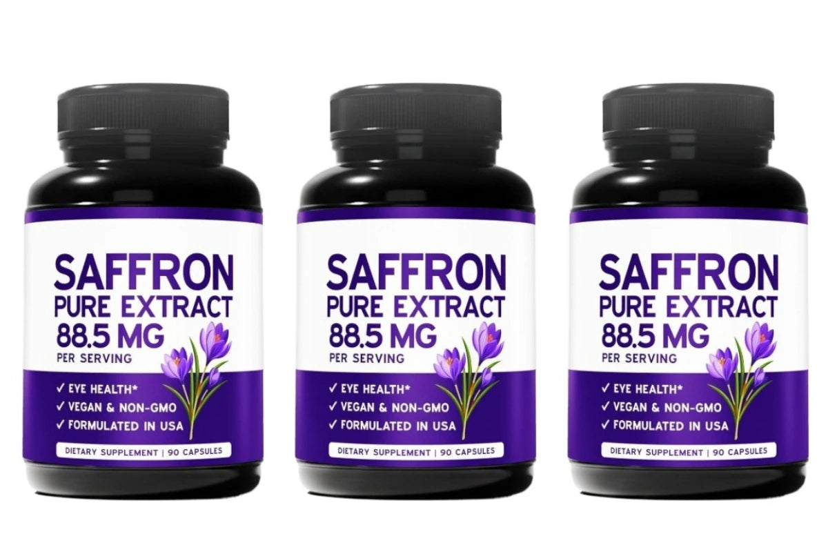 Saffron Extract Capsules 90 Count for Mood Energy and Eye Health Support Vegan Non GMO Gluten Free Dietary Supplement
