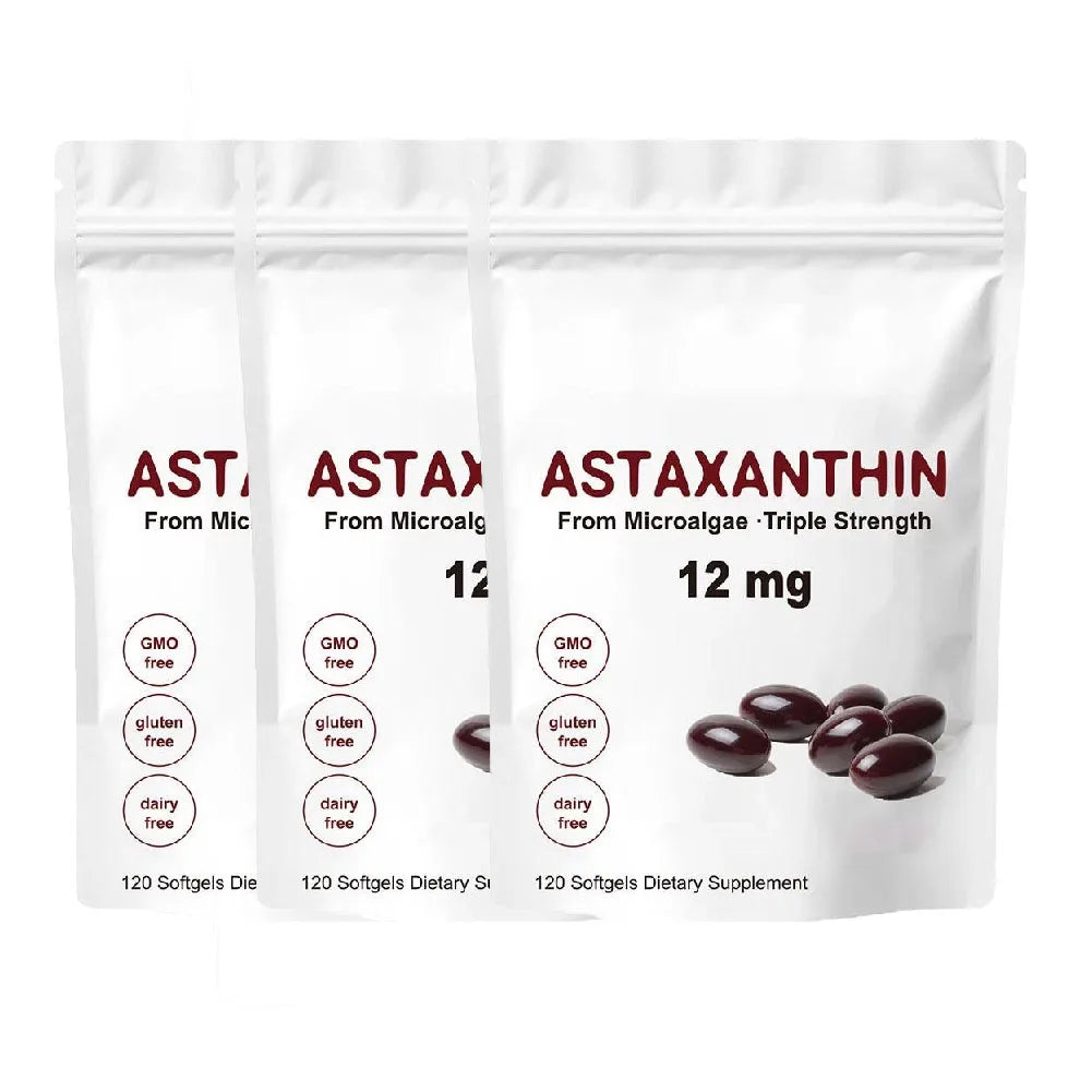 Astaxanthin 12mg, Premium Astaxanthin Antioxidant Supplements | Supports Eye, Joint, Internal Circulation, Skin Health | Tanning
